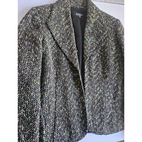 Vintage Peck & Peck Collection Herringbone Tweed Open Blazer Wom SIZE 14 Large - Picture 8 of 16